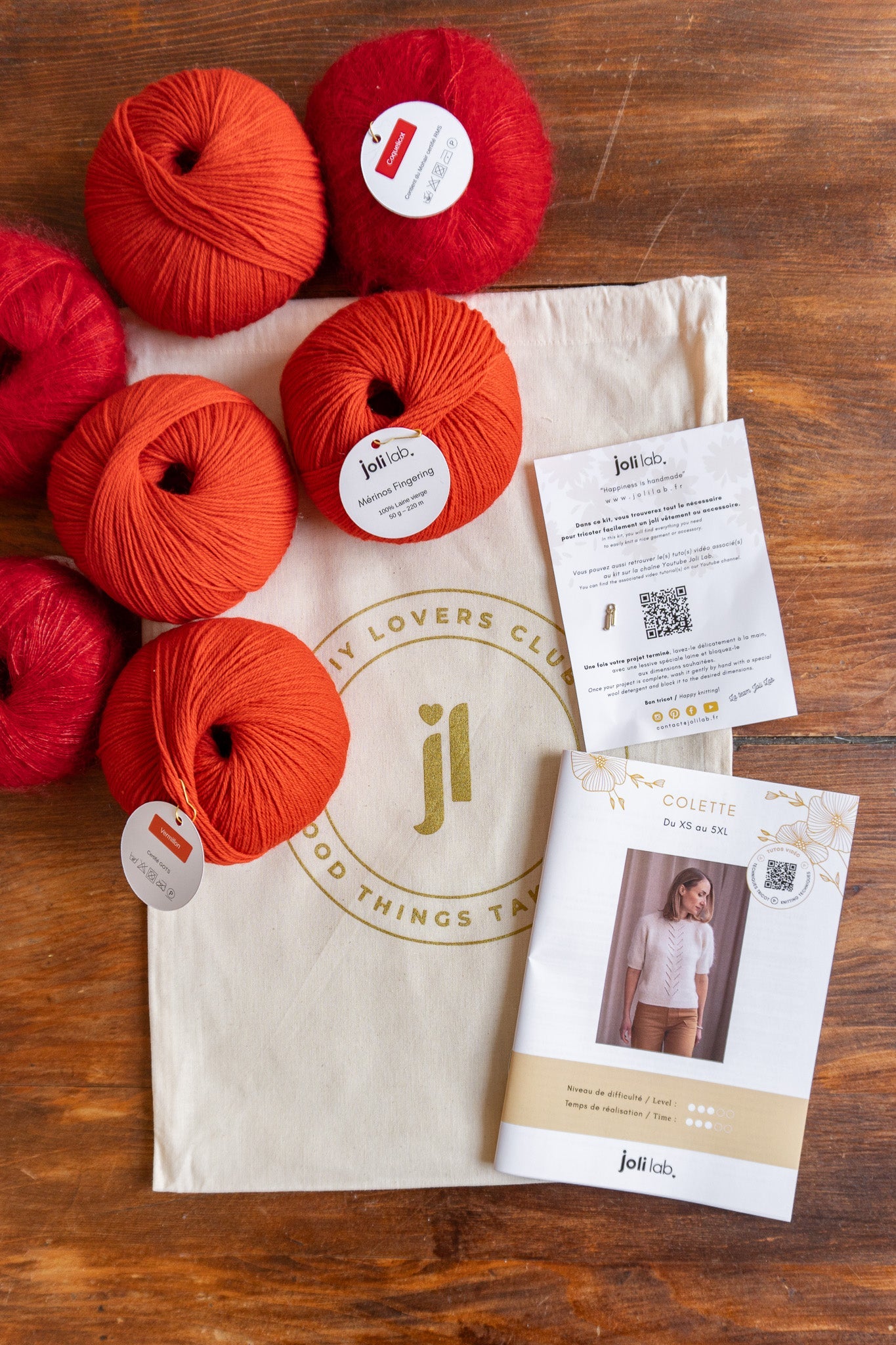 Joli Kit Tricot - Pull Colette rouge orangé - Joli Lab