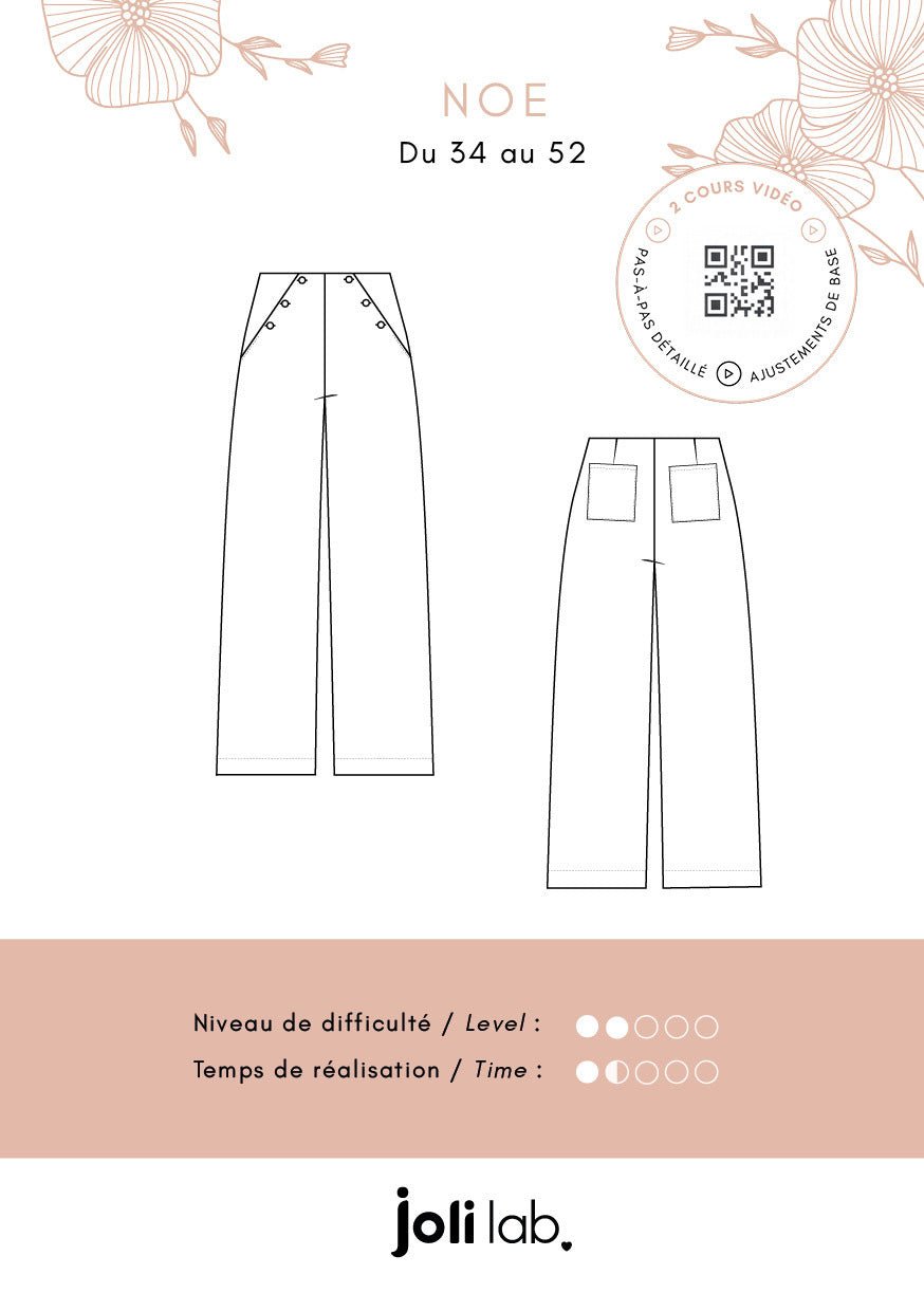 Pantalon Noé - Patron Couture PDF ou Pochette - Joli Lab
