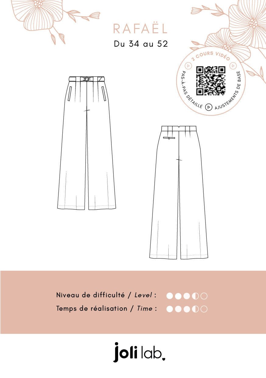Pantalon Rafaël - Patron Couture PDF ou Pochette - Joli Lab