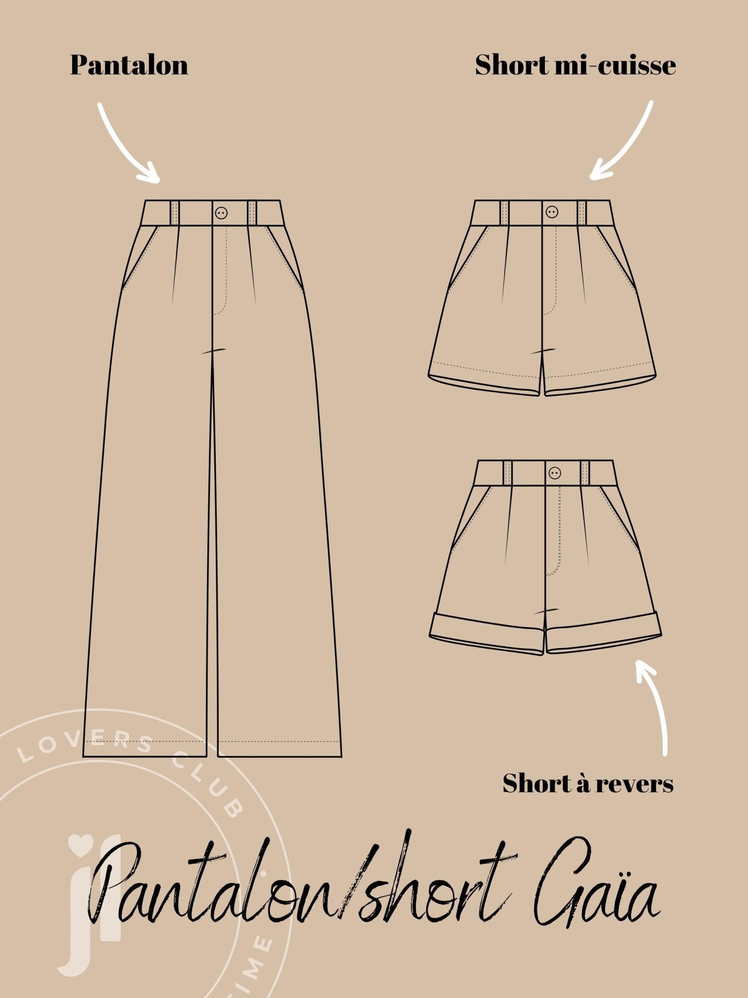 Pantalon/short Gaïa - Patron Couture PDF - Joli Lab