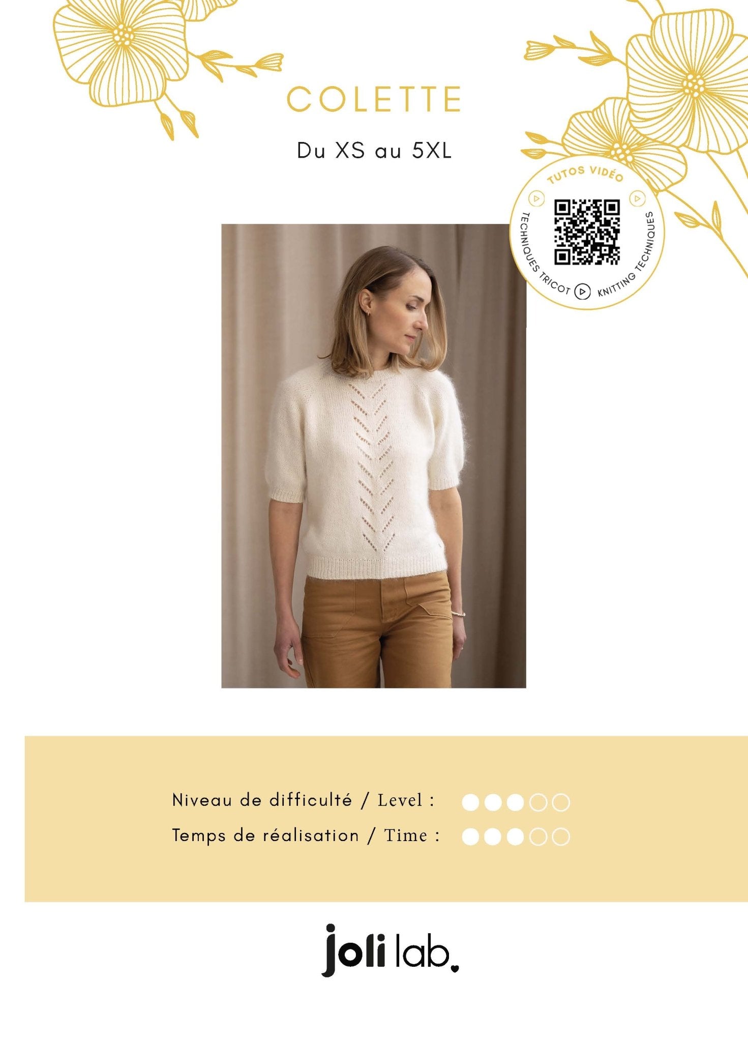 Pull Colette - Patron Tricot PDF - Joli Lab
