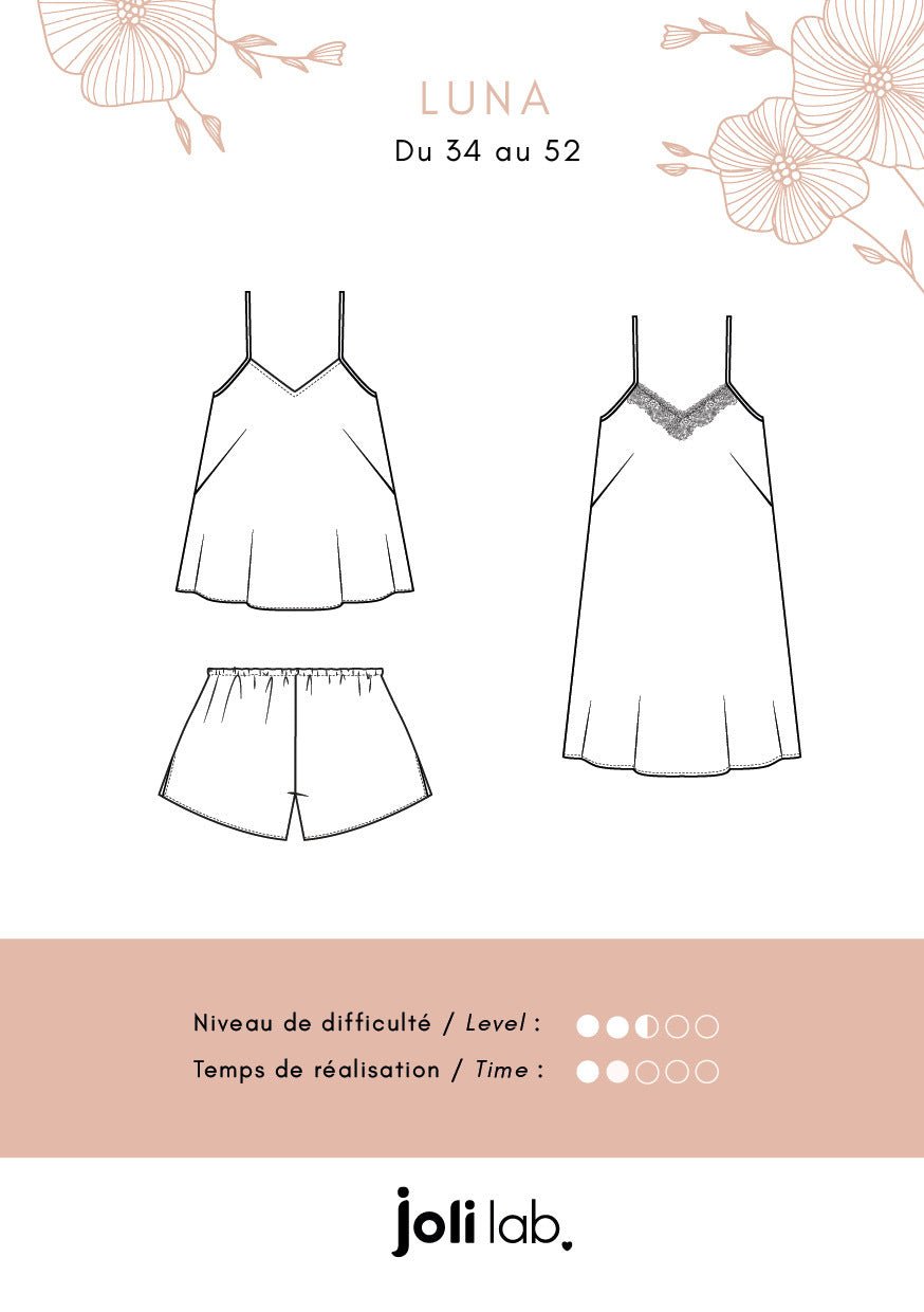 Pyjama Luna - Patron Couture PDF ou Pochette - Joli Lab