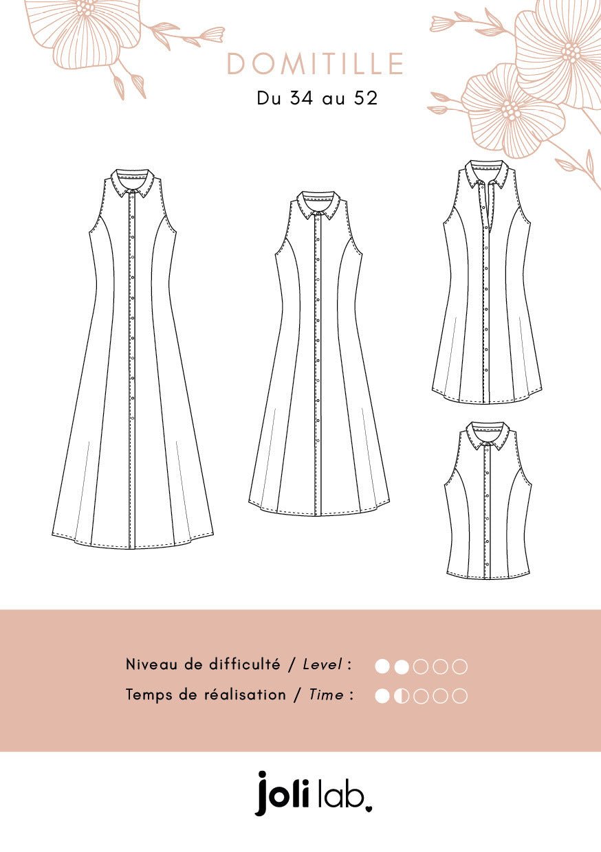 Robe/top Domitille - Patron Couture PDF ou Pochette - Joli Lab