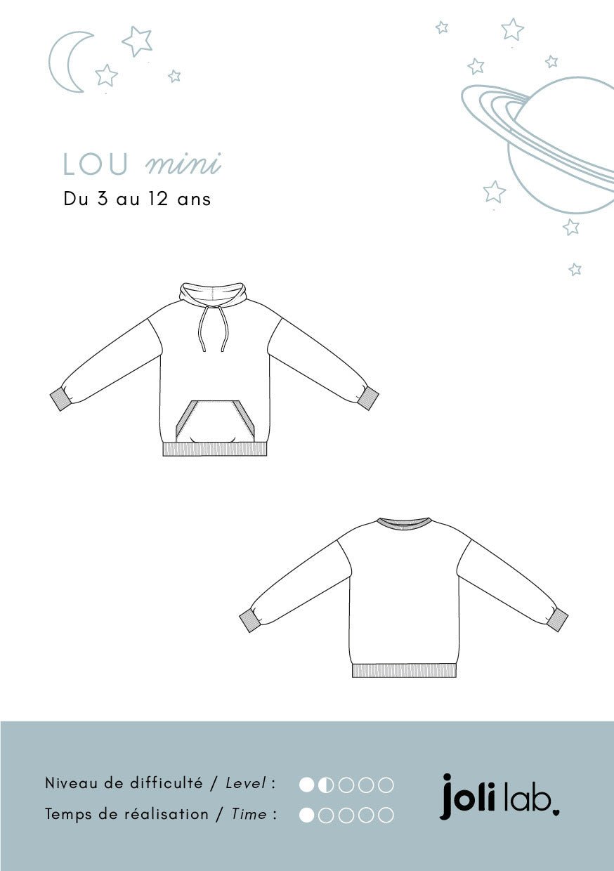 Sweat Lou mini - Patron Couture PDF ou Pochette - Joli Lab