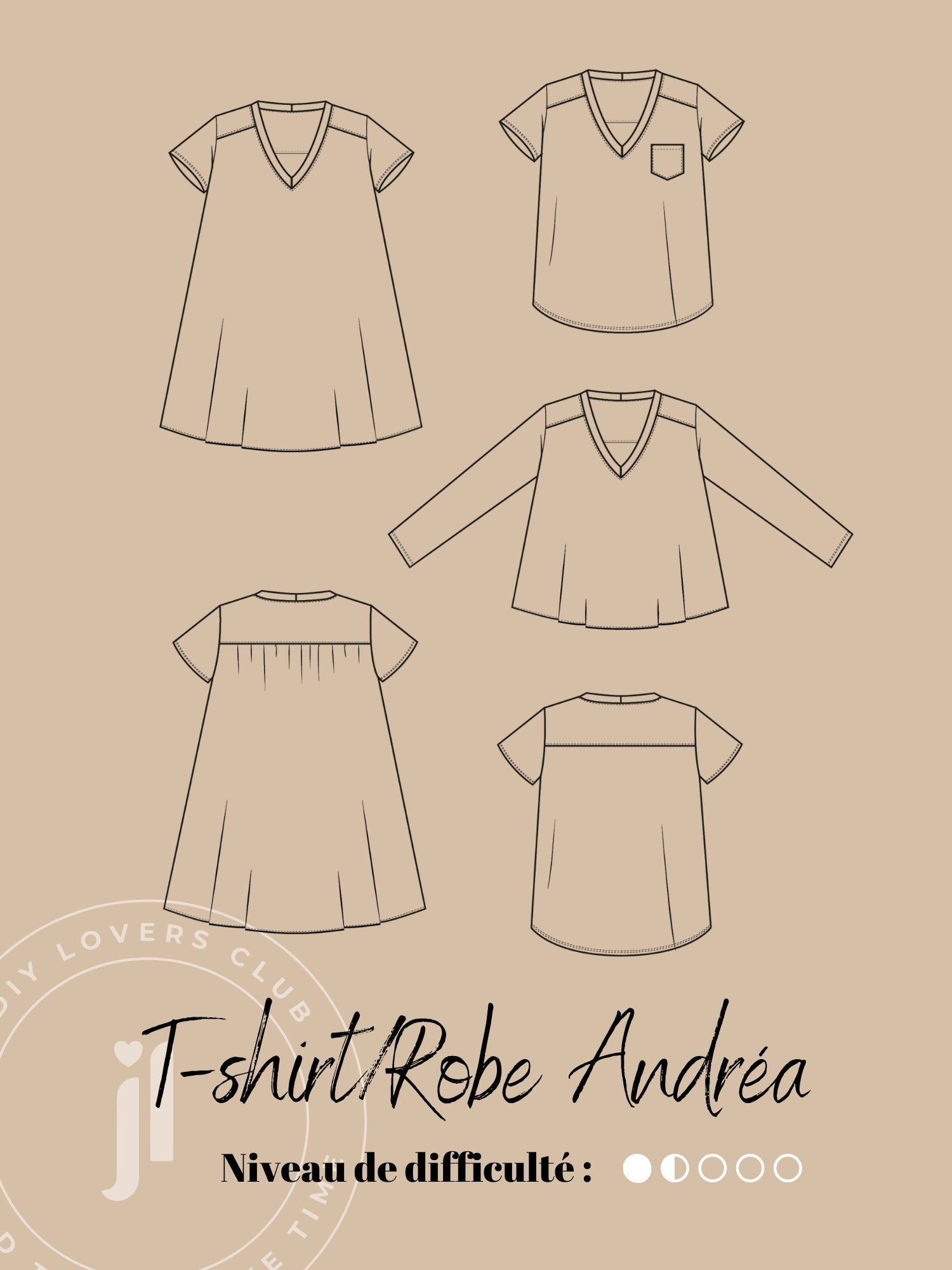 T-shirt/Robe Andréa - Patron Couture PDF - Joli Lab
