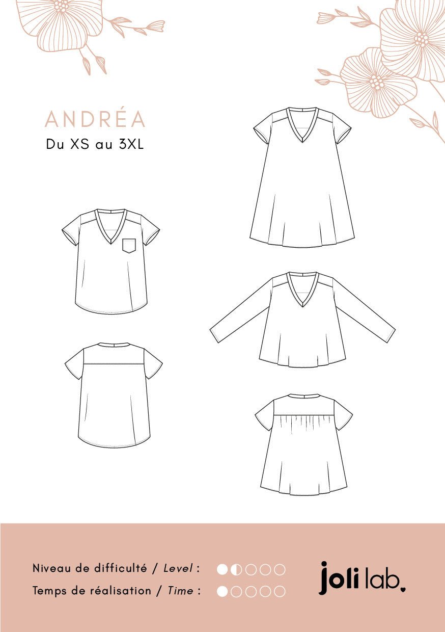 T-shirt/Robe Andréa - Patron Couture PDF ou Pochette - Joli Lab