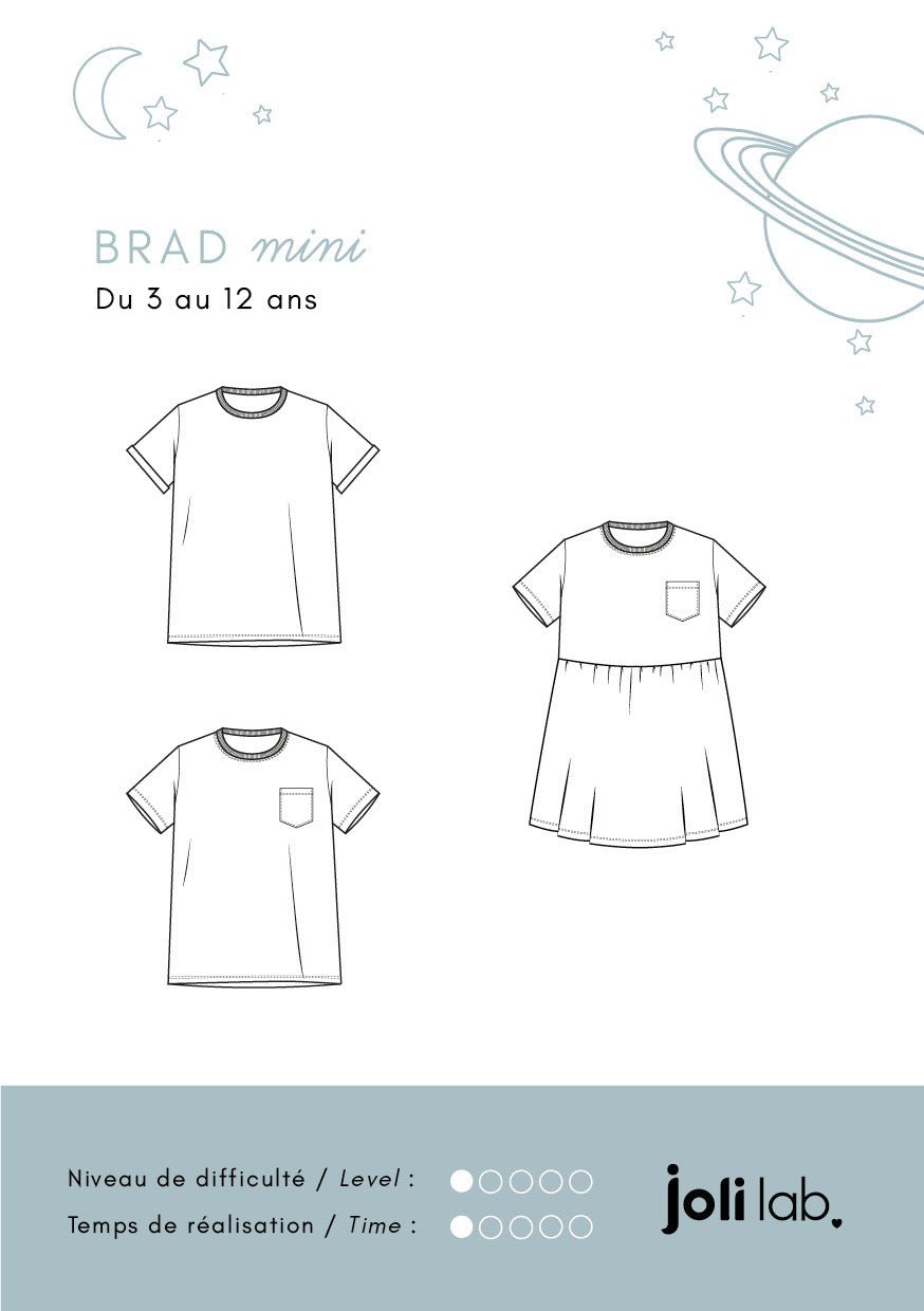 T-shirt/Robe Brad mini - Patron Couture PDF ou Pochette - Joli Lab