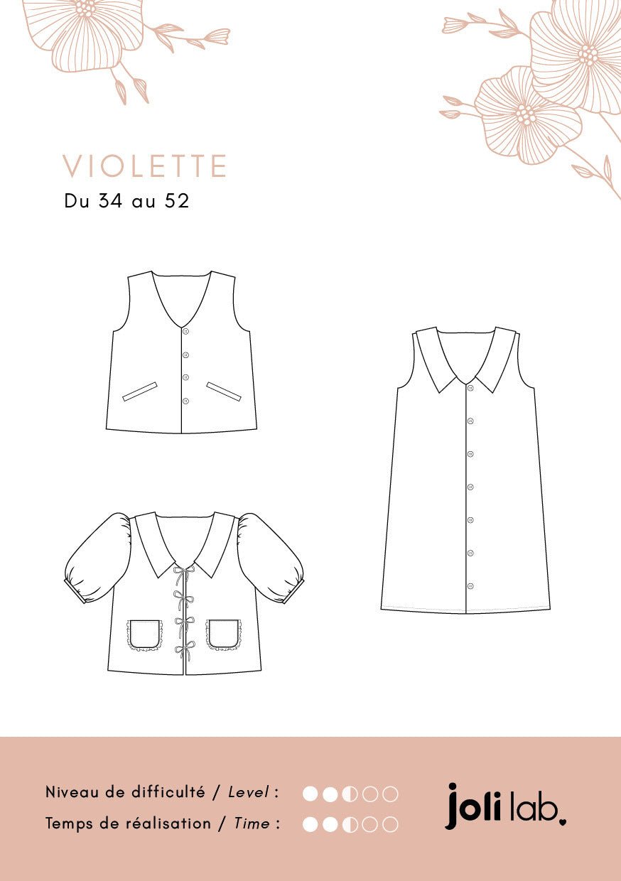 Top/Robe Violette - Patron Couture PDF ou Pochette - Joli Lab