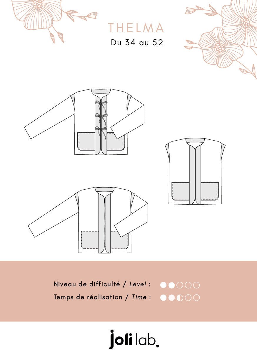 Veste Thelma - Patron Couture PDF ou Pochette - Joli Lab