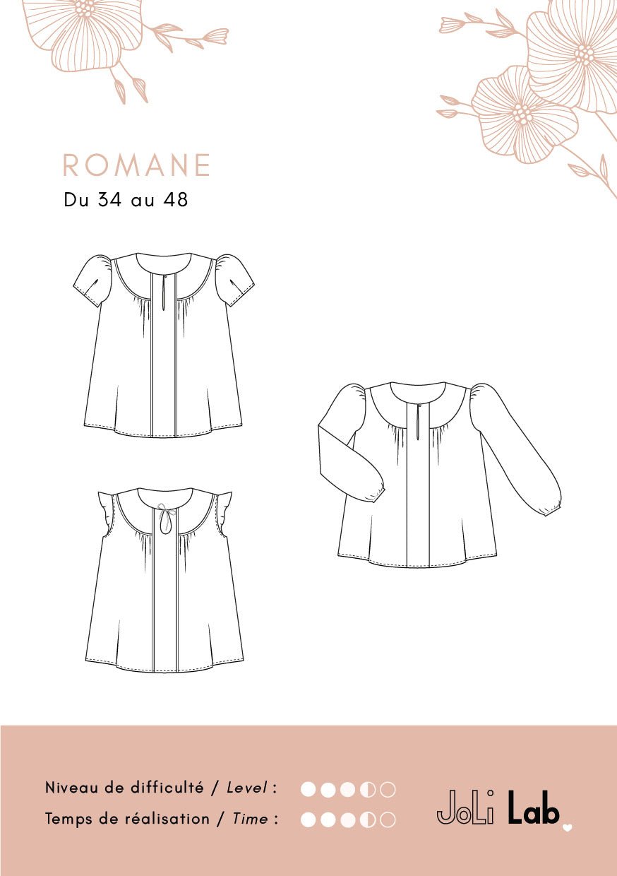 Blouse Romane - Patron Couture PDF ou Pochette - Joli Lab