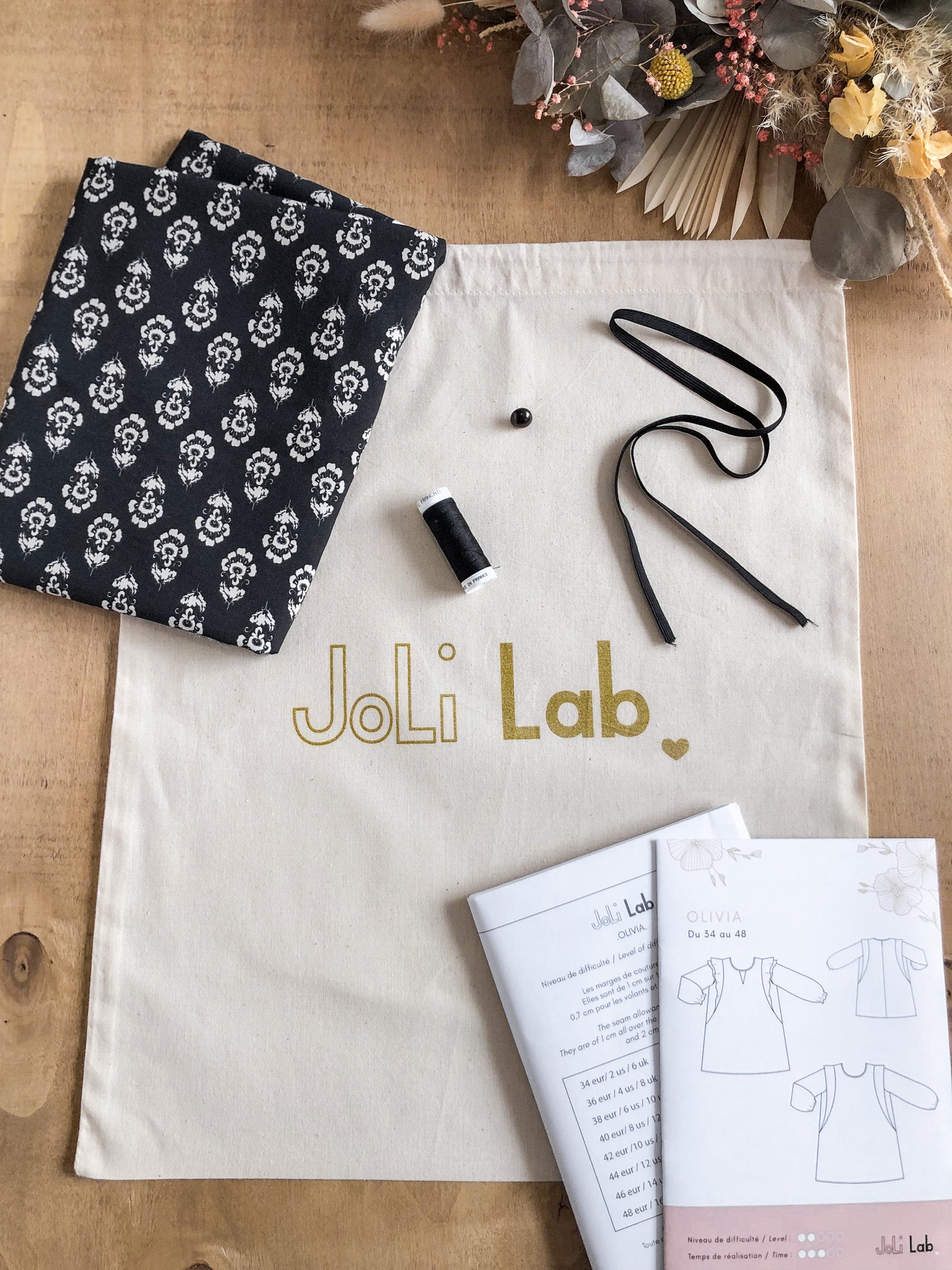 Joli Kit Couture - Blouse Olivia noir/écru - Joli Lab