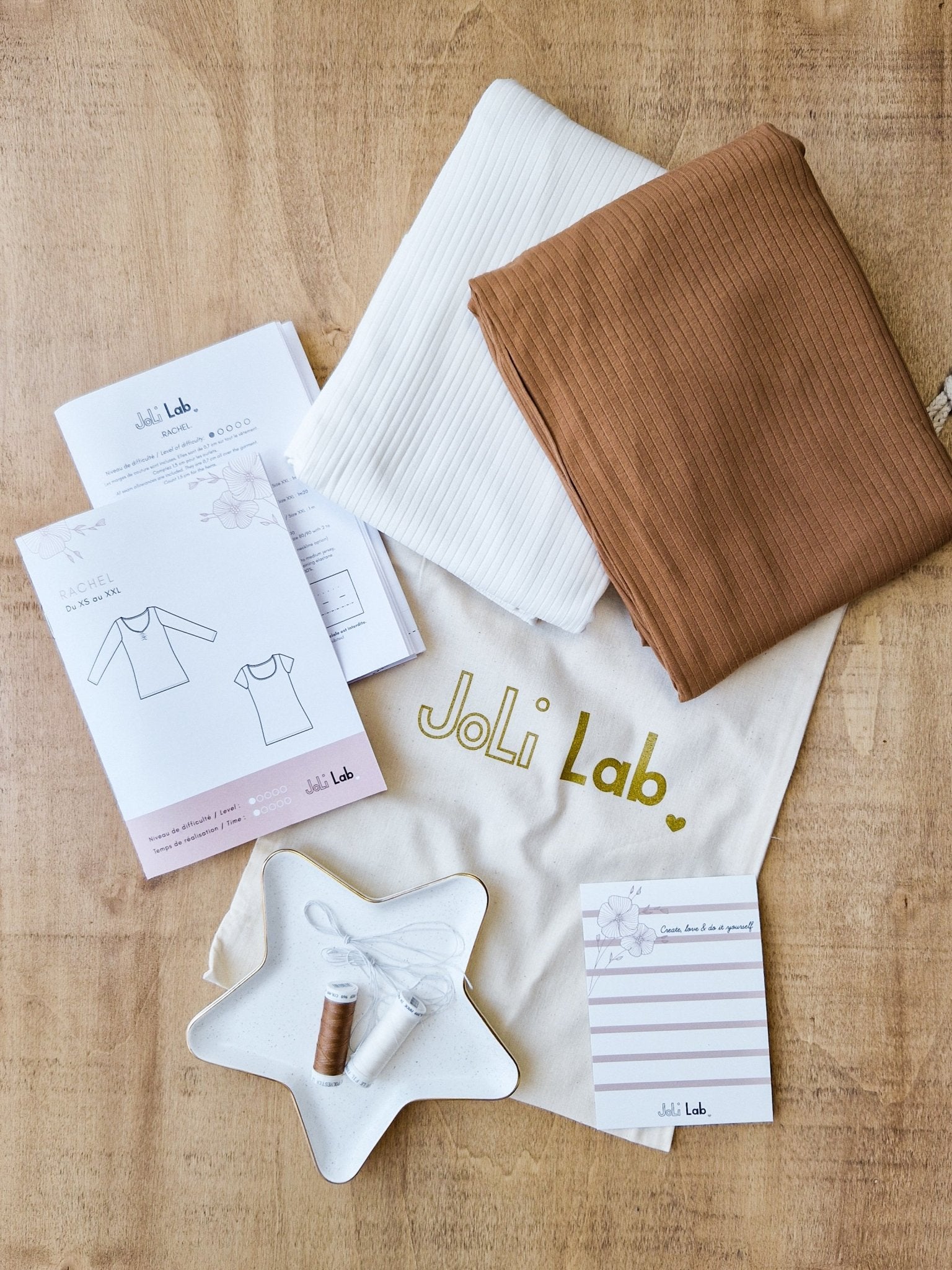 Joli Kit Couture DUO - t-shirt Rachel (caramel + écru) - Joli Lab