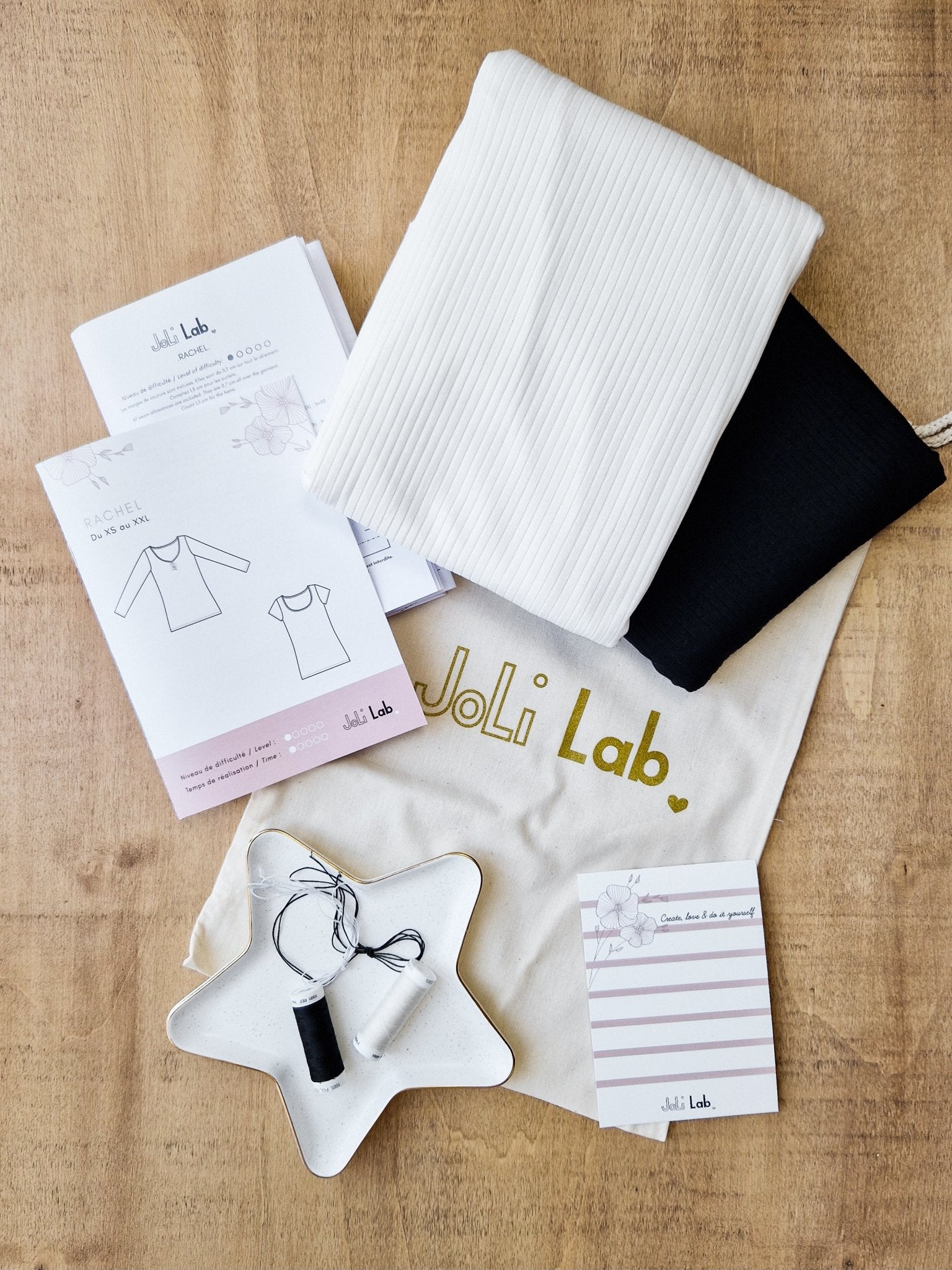 Joli Kit Couture DUO - t-shirt Rachel (écru + noir) - Joli Lab