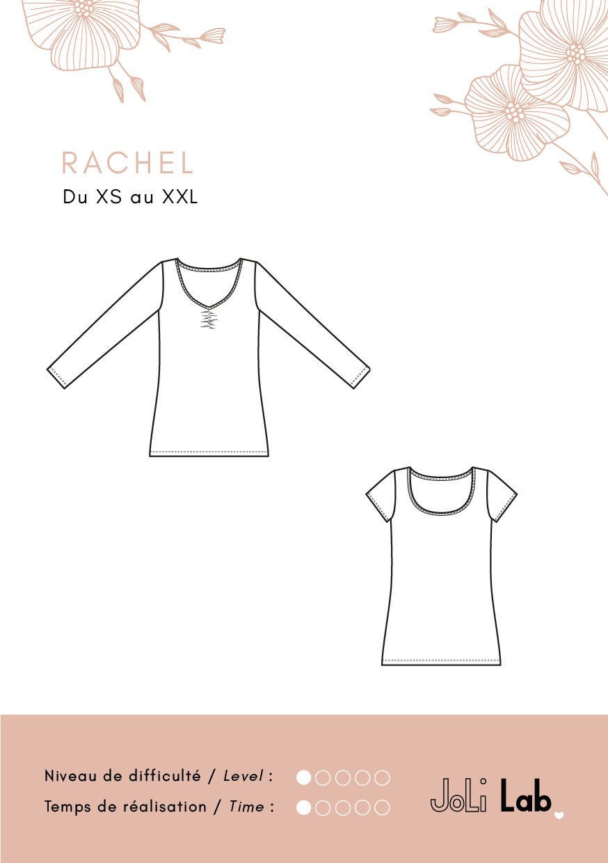 Joli Kit Couture DUO - t-shirt Rachel (noir + caramel) - Joli Lab