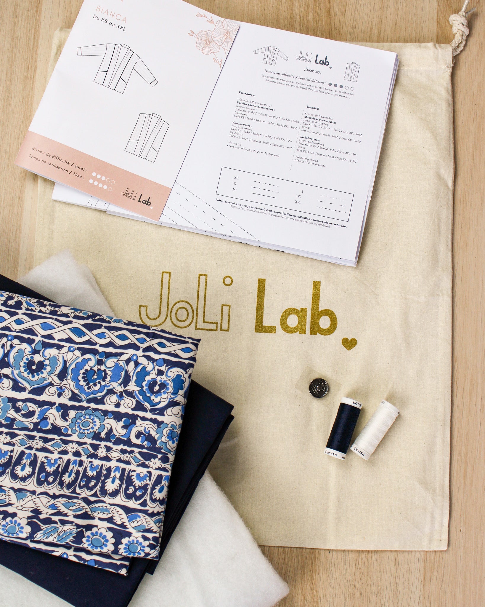 Joli Kit Couture - Veste matelassée Bianca bleue - Joli Lab