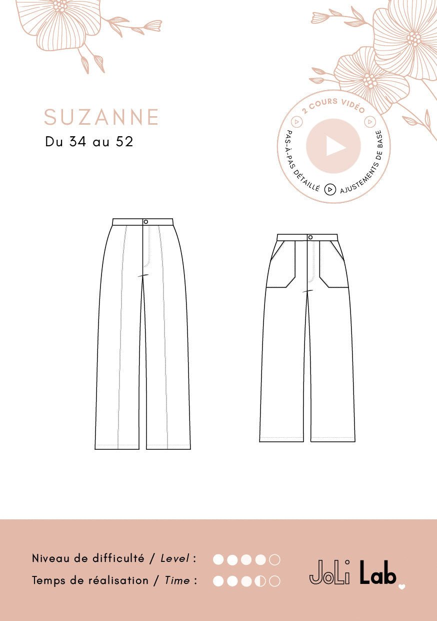 Pantalon Suzanne - Patron Couture PDF ou Pochette - Joli Lab