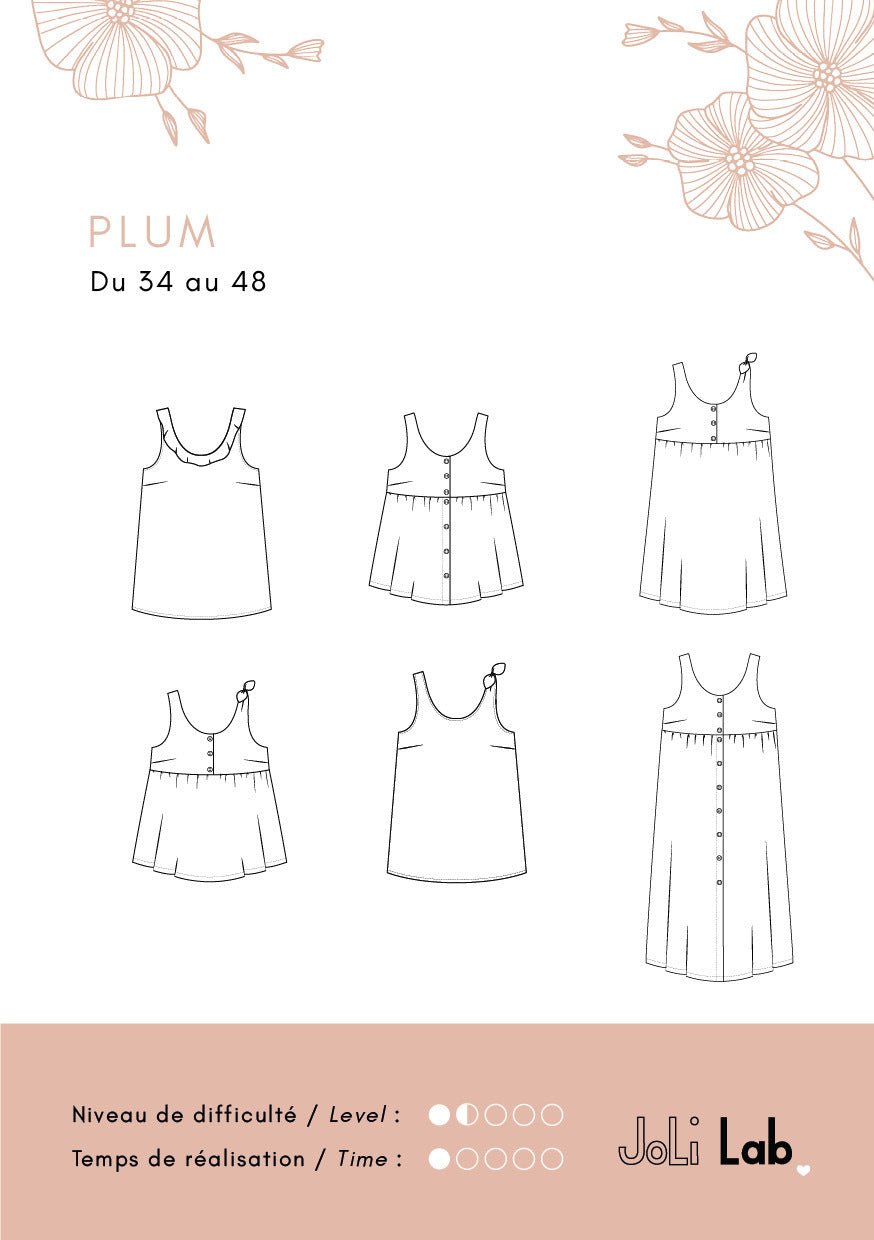 Robe/Top Plum - Patron Couture PDF ou Pochette - Joli Lab