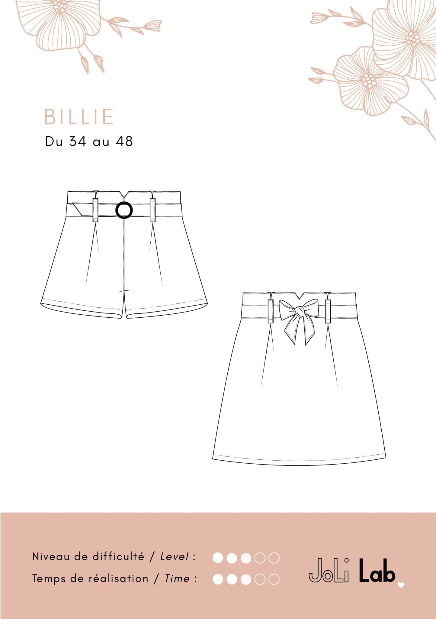 Short/jupe Billie - Patron Couture Pochette - Joli Lab